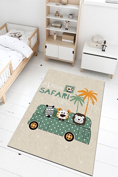 PINKIE HOME Dijital Baskı Kaymaz Taban Makinede Yıkanabilir Çocuk Odası Halıs...