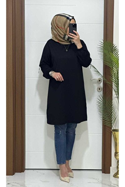 MODA ALMİRA 7075 K35 SİYAH RENK KOLU AKSESUAR  HAZAL TUNİK
