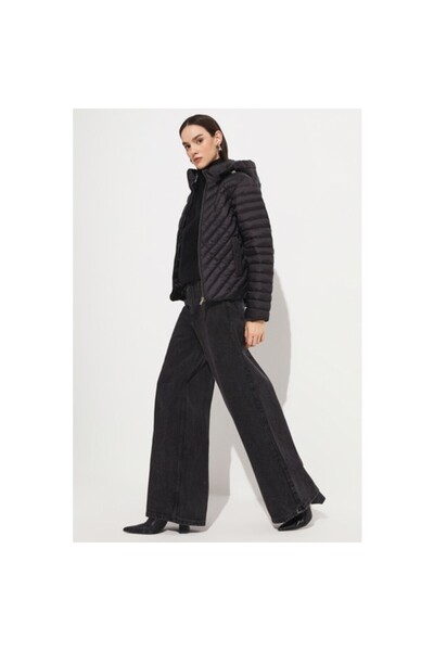 june Fiber Filled Hooded Coat Black