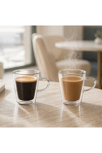 Blackstone 2PCS Double Wall Espresso Glass Cups 100ml, Clear Arabic Coffee Cu...