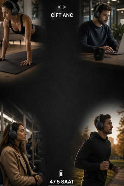 Bix H1Soundcraft ANC Hibrit Aktif Gürültü Engelleme, 47.5 Saat Çalma Süreli Bluetooth Kulaklık