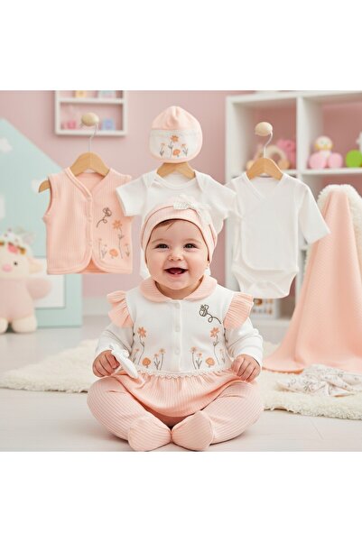 MİLAYS LİFE HOME COLLECTİON طقم زي للأطفال الرضع من 0-3 أشهر مصنوع من القطن ا...