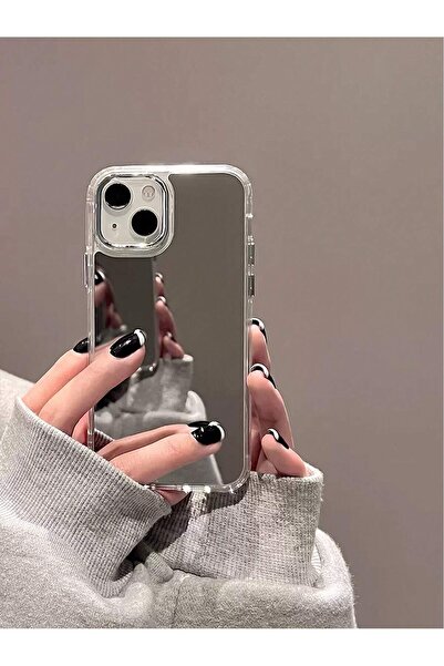 EDELFU İphone 13 - 14 Uyumlu Aynalı Kılıf Yanları Yumuşak Arkası Sert