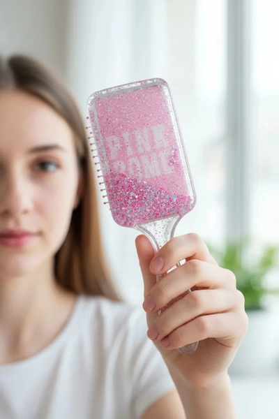 Miniso Lisanslı Sim Dolgulu Kare Saç Fırçası – Işıltılı ve Kolay Tarama Sağla...