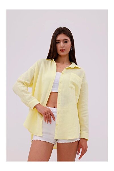 OWNME Kadın Oversize Pamuklu Rahat Keten Gömlek Yaz Koleksiyonu