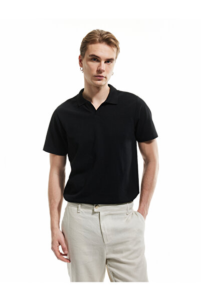 Koton Short Sleeve Cotton Blend Regular Fit V-Neck Polo T-Shirt