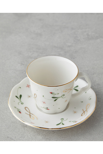 English Home Greena Bone Porselen 4 Parça 2 Kişilik Kahve Fincan Takımı 80 ml Renkli