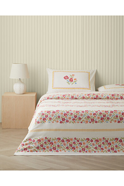 English Home Serena Baskılı Pamuklu Çift Kişilik Pike Takımı 200x220 cm Pembe