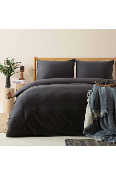 Chakra Alana 100% Cotton Double Duvet Cover Set 200X220 cm Anthracite