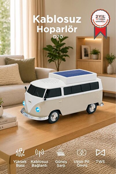 Torima Bluetooth Hoparlör Retro Araba Vosvos Tasarımlı Solar Şarjlı Speaker D...