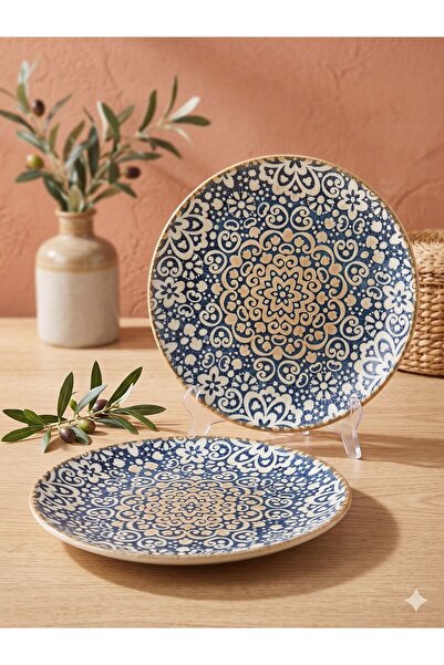 Bonna büyük düz / servis yemek tabağı/Bonna Mandala Desenli Büyük Düz Servis ...