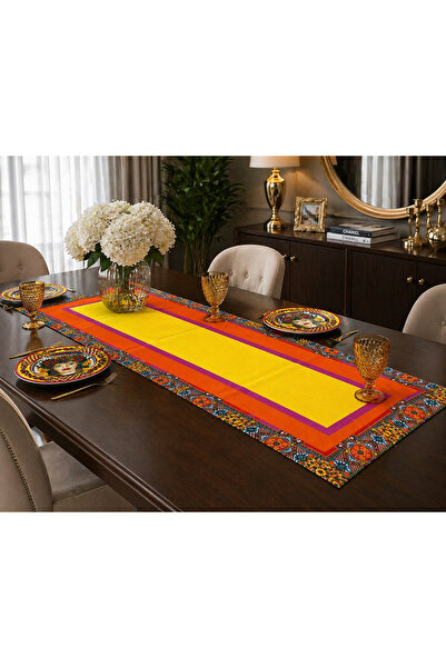 naya home 40x140cm Dokuma Leke Tutmaz Baskılı Tay Tüyü Kumaş Masa Örtüsü Deko...