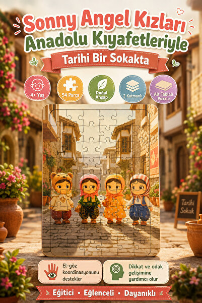 caps office 54 Parça Eğitici Ahşap Puzzle & Yapboz Sonny Angel Kızları Anadol...