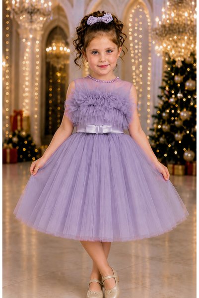 TREEMASS 514 Evening Dress Girl's Dress Tulle Satin Pearls Wedding and Birthday