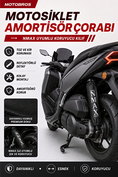 Motobros Yamaha Nmax Amortisör Çorabı Su Ve Çamur Geçirmez Reflektörlü