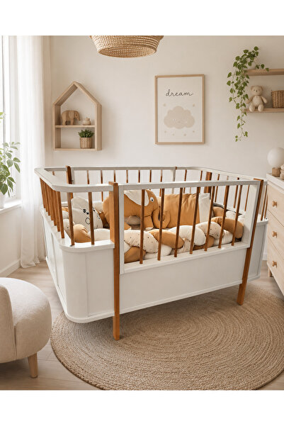 Koza Bohem %100 MDF Ahşap Beyaz 80x130 cm ( 80x180 cm ) Büyüyen Beşik Karyola...