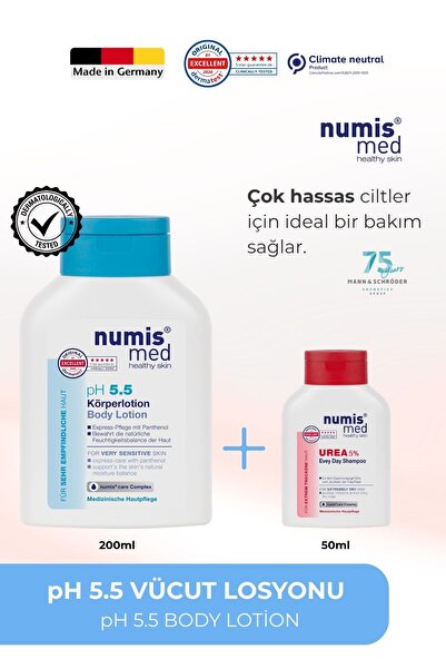 Numis Med pH 5.5 Vücut Losyonu 200 ml - Hassas Ciltler İçin Nemlendirici ve Y...