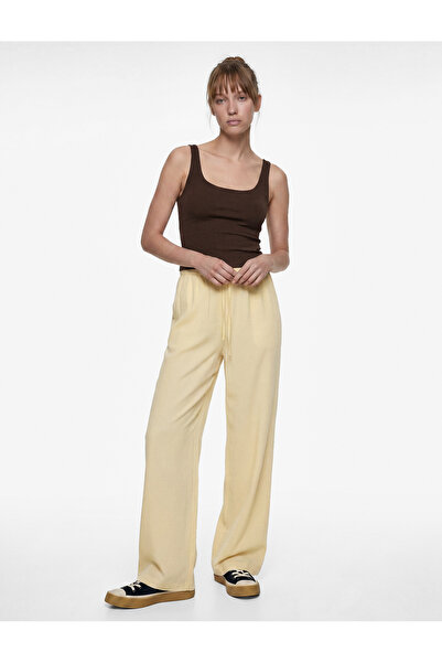 Koton Viscose Blended Wide-Legged Pants with Tie-Waist