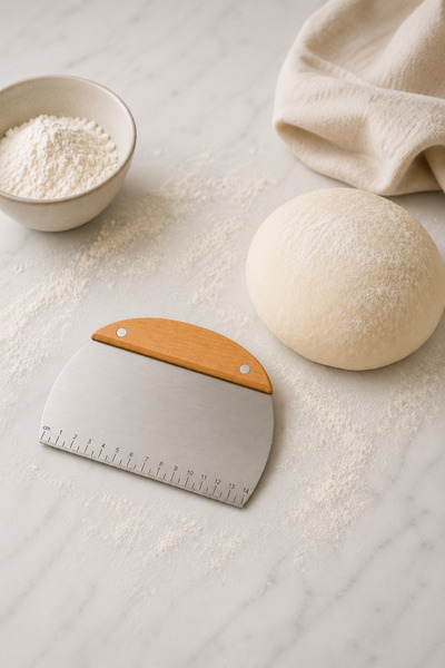 linahomee Ahşap Saplı Çelik Hamur Kesici/Kazıyıcı Spatula