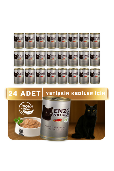 Kuzu Etli Konserve Yaş Kedi Maması 410 Gr X 24