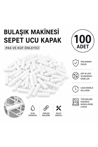 ÖZ BEYAZ EŞYA _BOSH-SİEMESN 100 Adet BEYAZ Bulaşık Makinesi Raf Teli Koruyucu...