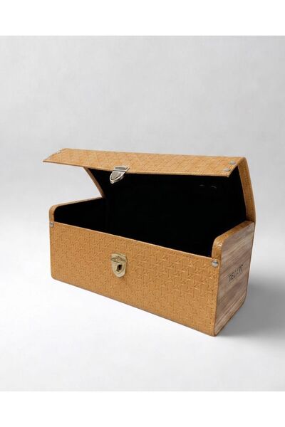 Decart Dizayn Luxury Decorative Storage Box with Lock, Organizer, Wooden Deta...