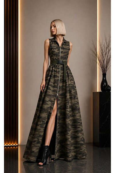 ALYEL NAKER Camouflage Print Maxi Stylish/Casual Dress with Utility Detailing...