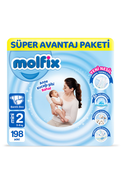 Molfix Kanal Teknolojisi Süper Avantaj Paketi 2 Beden Mini 198 Adet