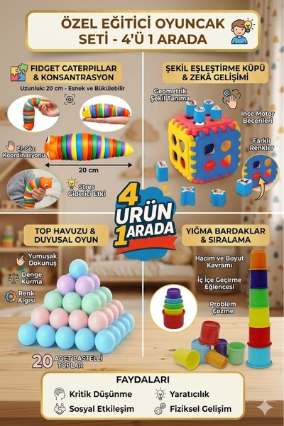 oruçoyuncak Tırtıl + Bultak 18 parça +Sevimli Kule 6 + 20 ADET HAVUZ TOPU HED...