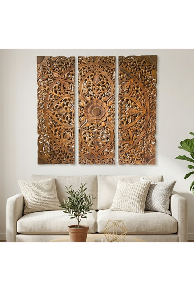 Souq DESIGNS ألواح جدارية خشبية - ألواح جدارية كبيرة ثلاثية الأبعاد |   ألواح...