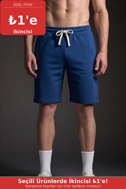 COMBİNE MİCHAİL Men's Elastic Summer Comfort Blue Shorts