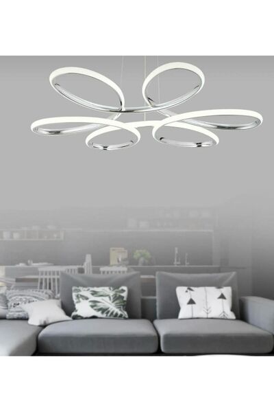DEKOREV Stella Modern Ledli Krom Spor Avize Beyaz Işık Salon Mutfak Yatak Oda...