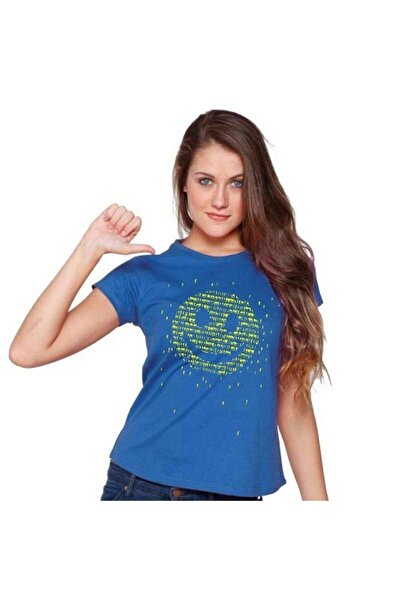 Tshirthane Smile Humans Štampano Dar kroj Ženska plava T-shirt