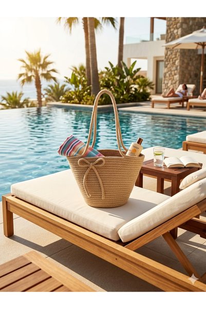 bayram taşcıoğlu home desing Midi Length Days of Vacation Straw Beach Bag