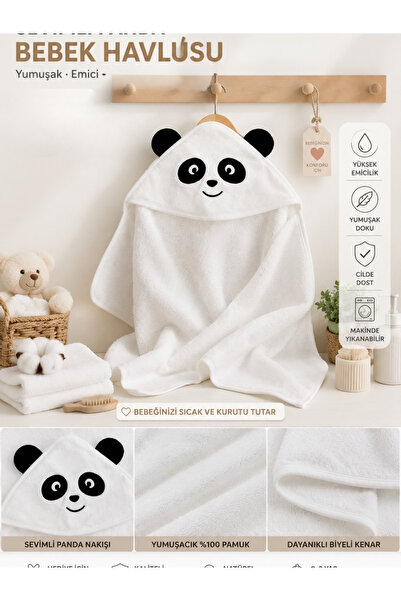 Tomuycuk Cute Panda Embroidered Baby Bath Towel & 100% Cotton - & Towel - Sof...