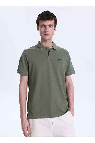 Mustang Koyu Haki Erkek Polo T-Shirt M6SM-TST1579