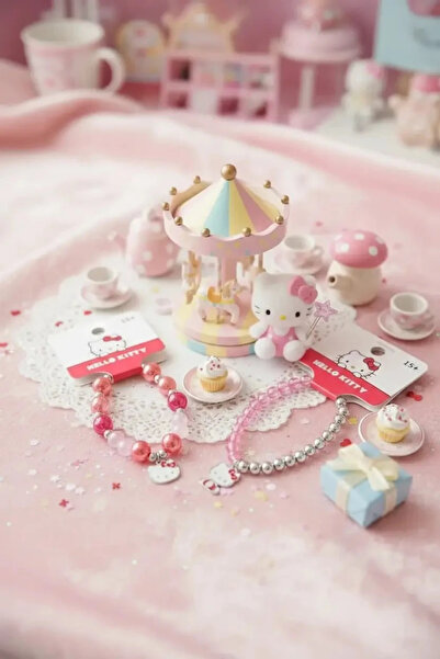 Miniso Sanrio Lisanslı Hello Kitty Boncuklu Saç Tokası Kırmızı 8,5 Cm