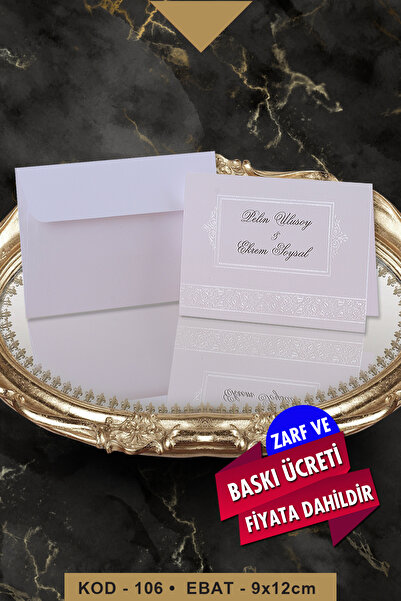 Cem Davetiye Mini Boy Düğün Nişan Nikah Kına Davetiyesi 106 (100 Adet) Baskı ...