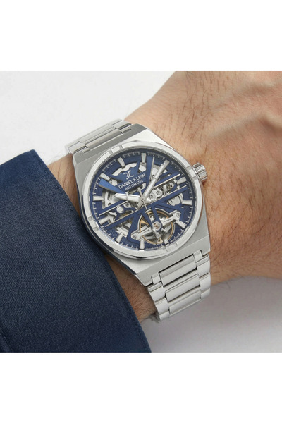 Daniel Klein Skeleton Silver Stainless Steel Watch for Men DK.1.14268-4