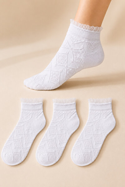tibo 3 Pairs of Women's Seamless Rubber Ruffle Socks