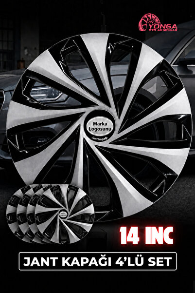 YONGA OTO AKSESUAR Renault Megane 14 İnç Jant Kapağı 4'lü Set Siyah Gümüş + 4...
