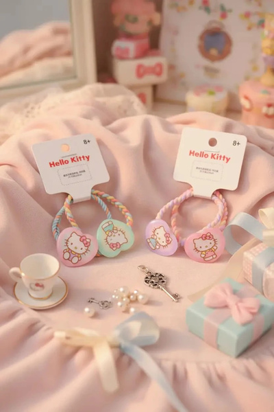 Hello Kitty Lisanslı Kalp Saç Tokası (2 Adet) – Sevimli Kalp Formlu Set