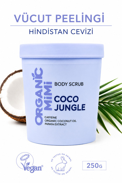 ORGANİC MİMİ Vücut Peelingi Coco Jungle Selülit Karşıtı Vegan Nemlendirici Çi...