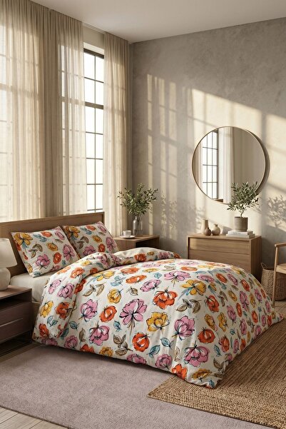 Menderes Home Set de lenjerie de pat Cotton Collection Ranforce Grădina de flori