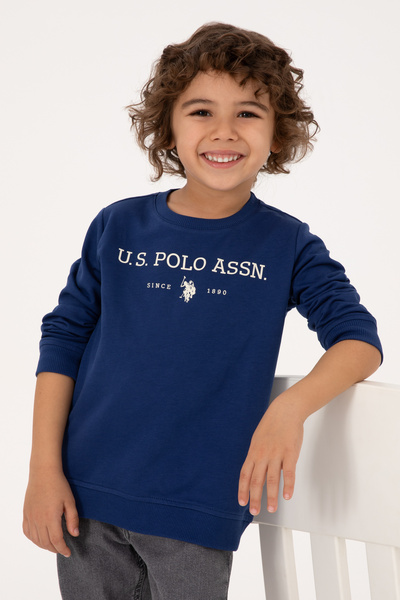 U.S. Polo Assn. سويت شيرت برقبة دائرية للأولاد من إنديجو 50313900-VR028