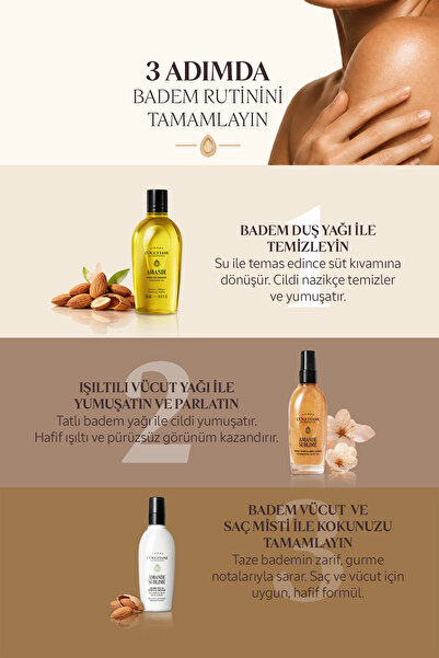L'Occitane Badem Saç ve Vücut Spreyi - Misti, Tatlı Badem, Bergamot ve Frezya Notaları, 100 ml