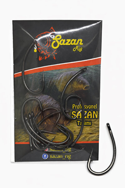 sr sazanrig Kurv Shank Model Teflon Mat Siyah Delikli Olta Iğnesı 4 No (10 Adet)