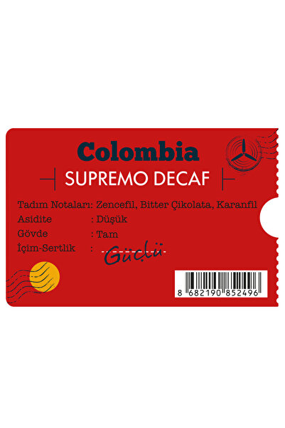 Moliendo Finest Coffee Colombia Supremo Decaf (KAFEİNSİZ) Yöresel Kahve (Çekirdek Kahve) 250 g