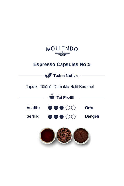 Moliendo Finest Coffee Alüminyum Kapsül Kahve No:5 (10 Adet Nespresso Uyumlu Alüminyum Kapsül Kahve)