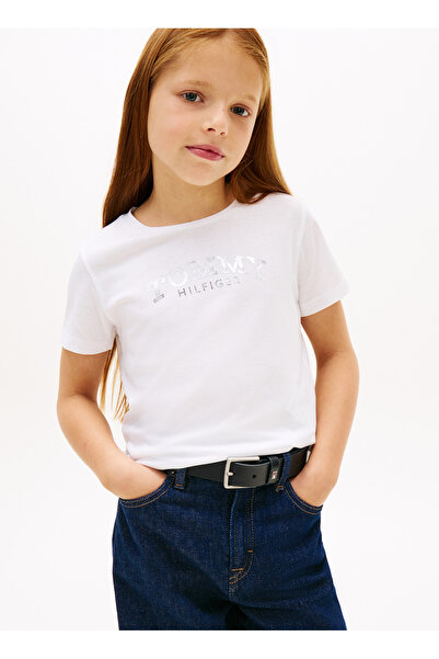 Tommy Hilfiger Beyaz Kız Çocuk Baskılı T-Shirt KG0KG08974YBR